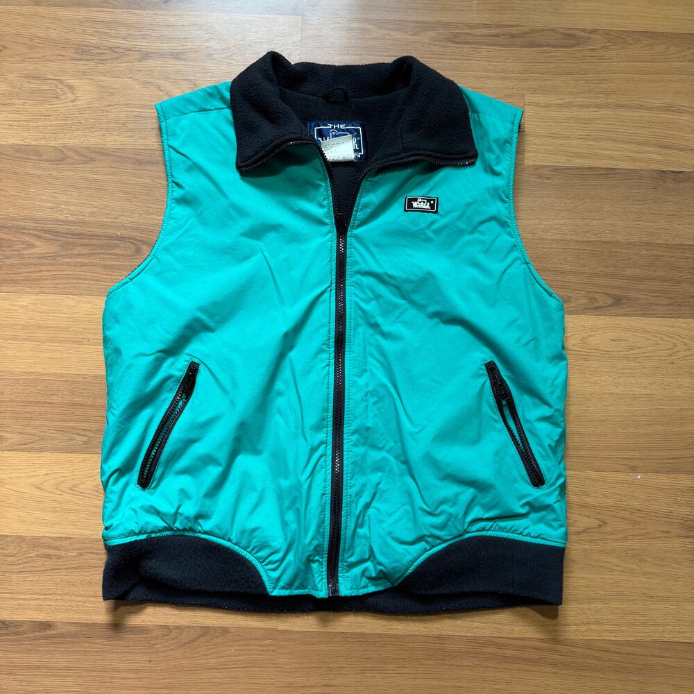 Women's Vintage 90's Woolrich Teal Aqua Fleece Lined Zip Up Vest Jacket Sz Large